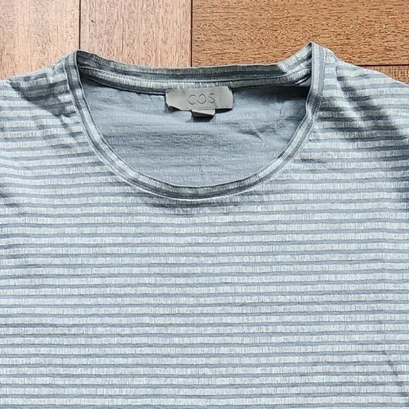 COS Blue and White Striped Crewneck Short-Sleeve T-Shirt - Picture 2 of 5